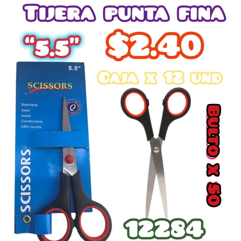 TIJERA PUNTA FINA 5.5 CAJA X 12 UND