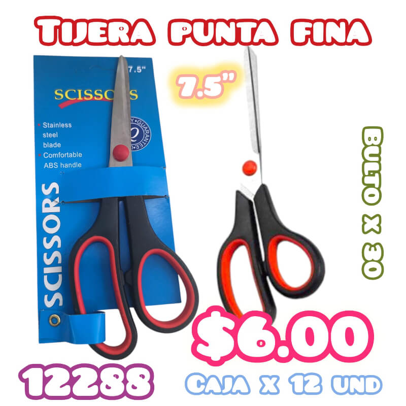 TIJERA PUNTA FINA 7.5 CAJA X 12 UND