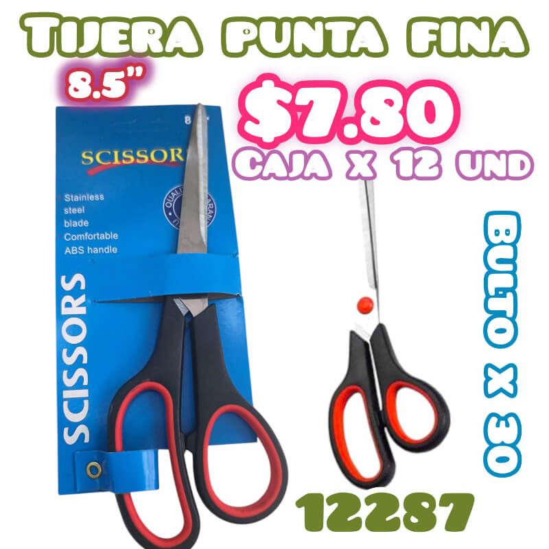 TIJERA PUNTA FINA 8.5 CAJA X 12 UND