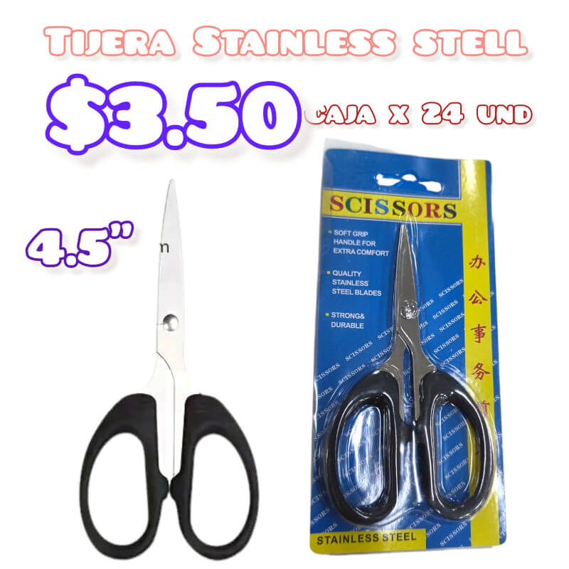 TIJERA STAINLESS STEEL 4.5 CAJA X 24 UND