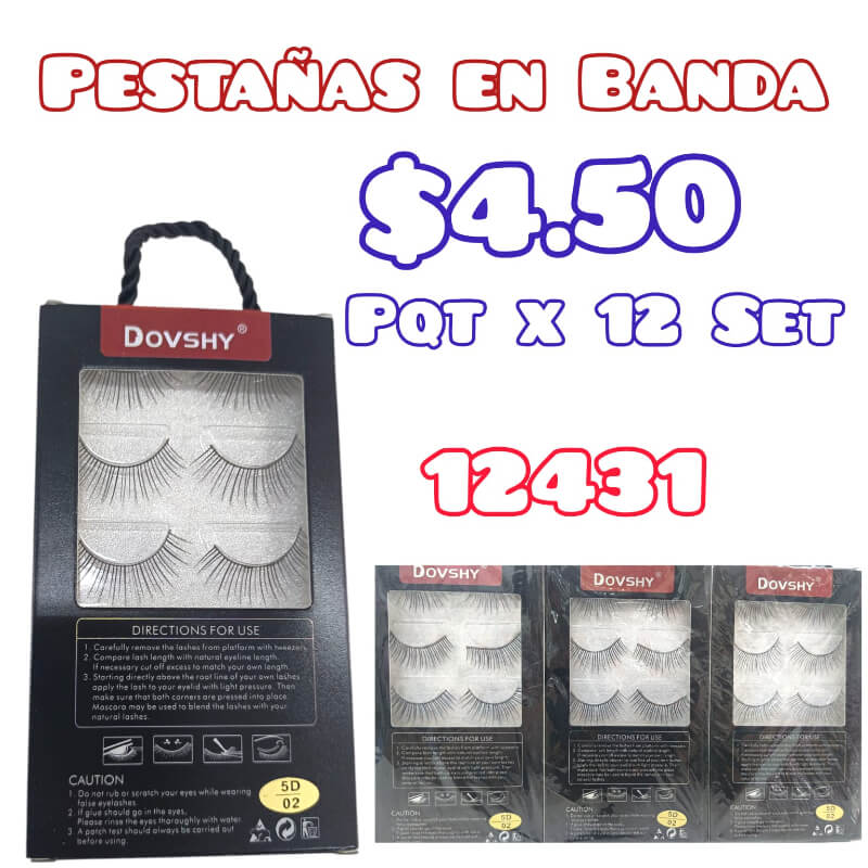 PESTAÑAS EN BANDA PQT X 12 SET