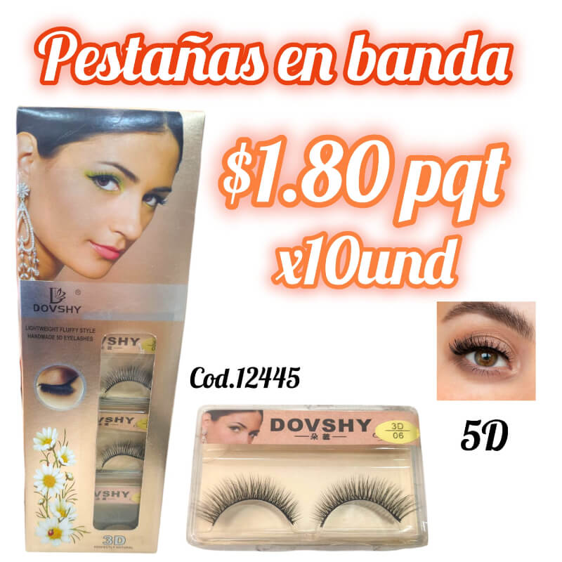 PESTAÑAS EN BANDA 5D PQT X 10 UND