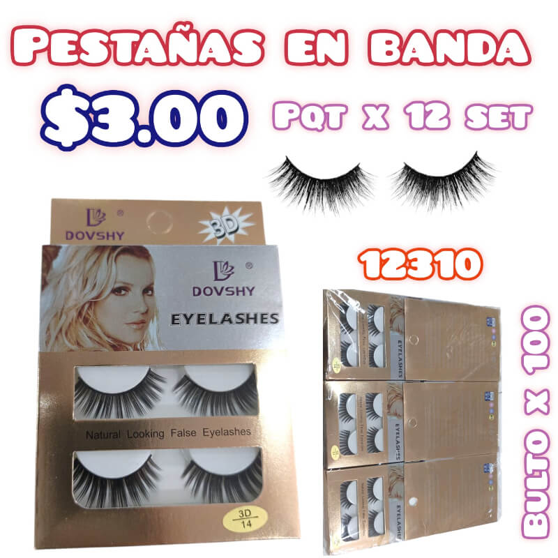 PESTAÑAS EN BANDA PQT X 12 SET