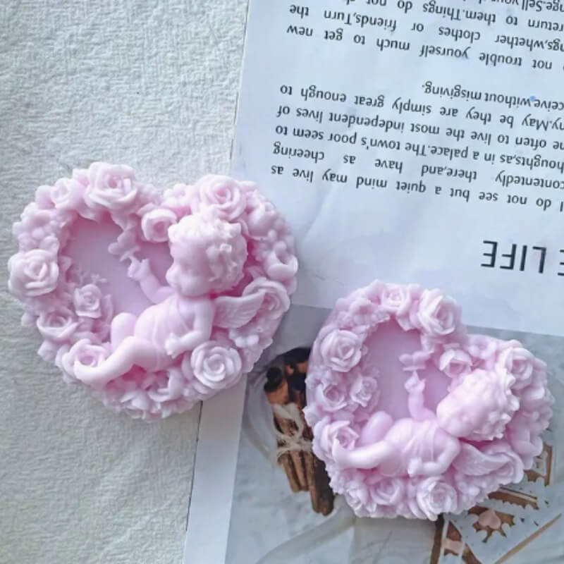 Molde Vela Ángel Corazón y Rosa