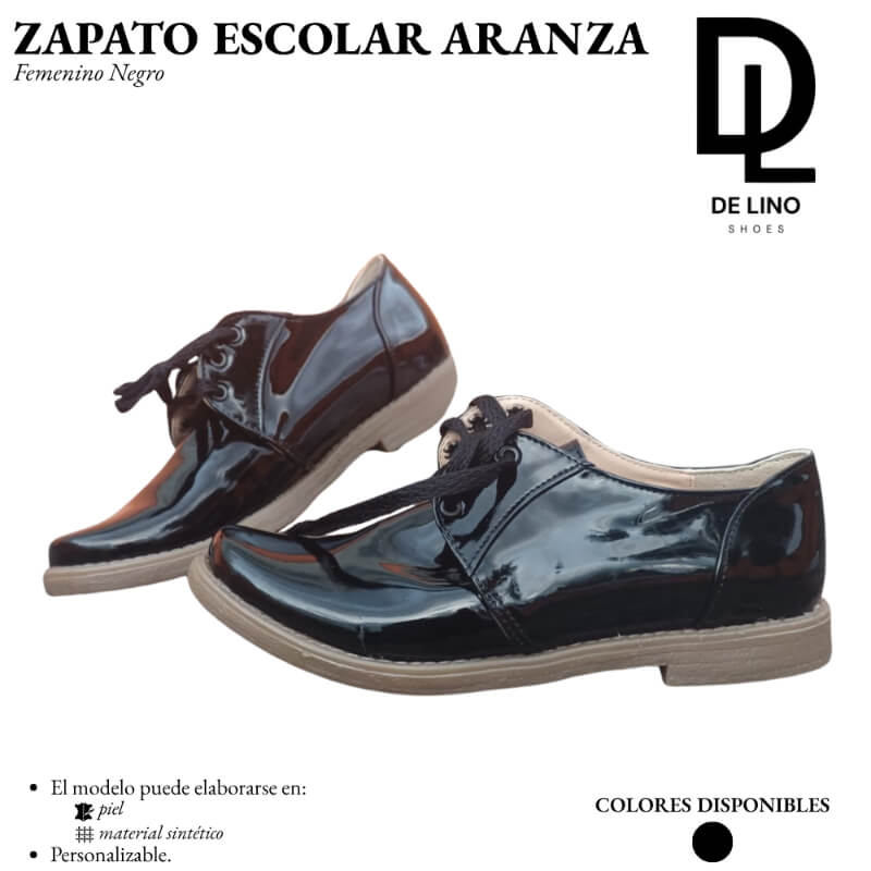 Zapato Escolar para Niña Aranza en Piel Negra | Tallas 2 al 6 | Hecho Artesanalmente en México
