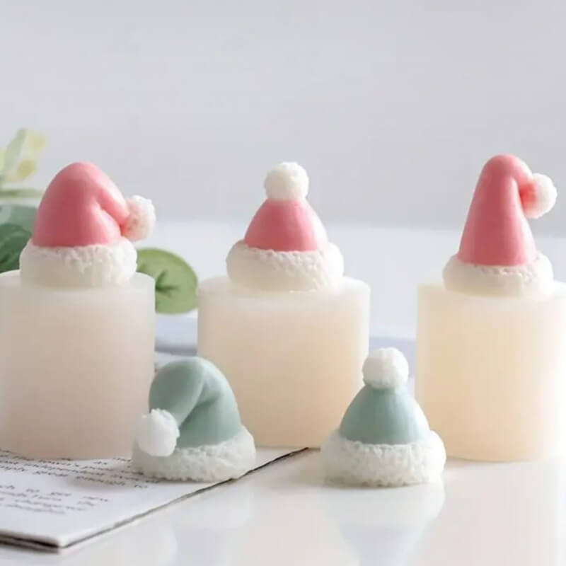 Molde de silicona con diseño Combo juego de sombreros navideños para uso en Velas, Jabones, resina, chocolate o yeso.