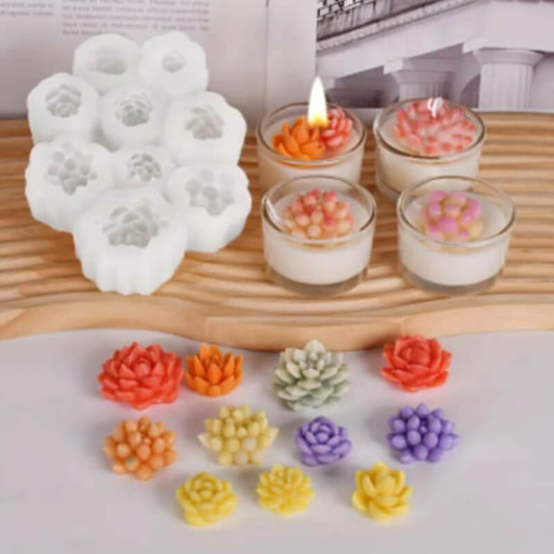 Molde de silicona con diseño Juego de suculentas de para uso en Velas, jabón, yeso, chocolate, resina, hielo.