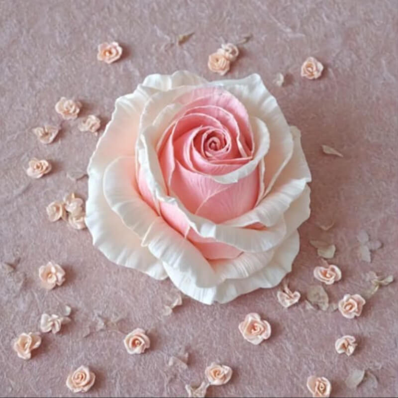 Molde de silicona con diseño Rosa con petalos de para uso en Velas, jabón, yeso, chocolate, resina, hielo.