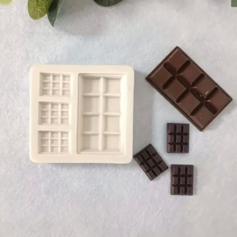 Molde de silicona con diseño Tableta de chocolate x4, para uso en Velas, Jabones, porcelana fría.