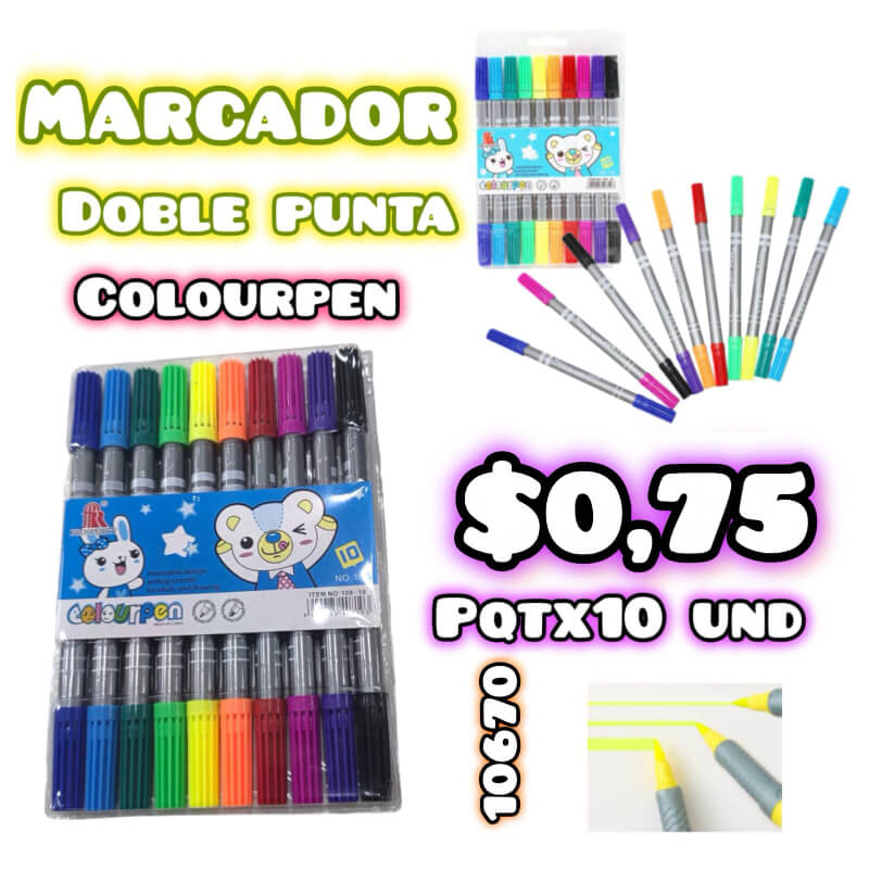Marcador doble punta x10