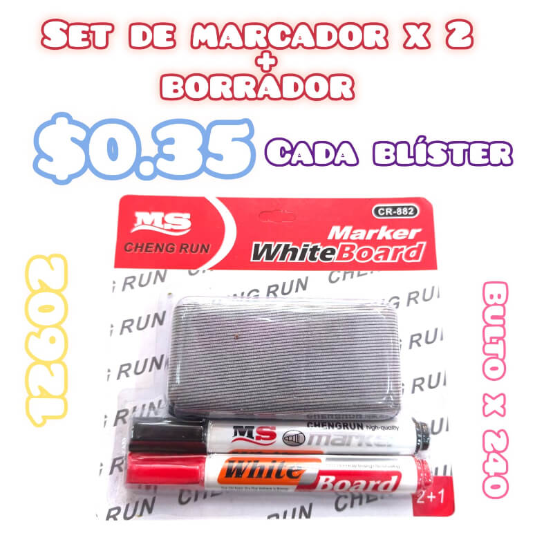 SET DE MARCADOR X 2 + BORRADOR
