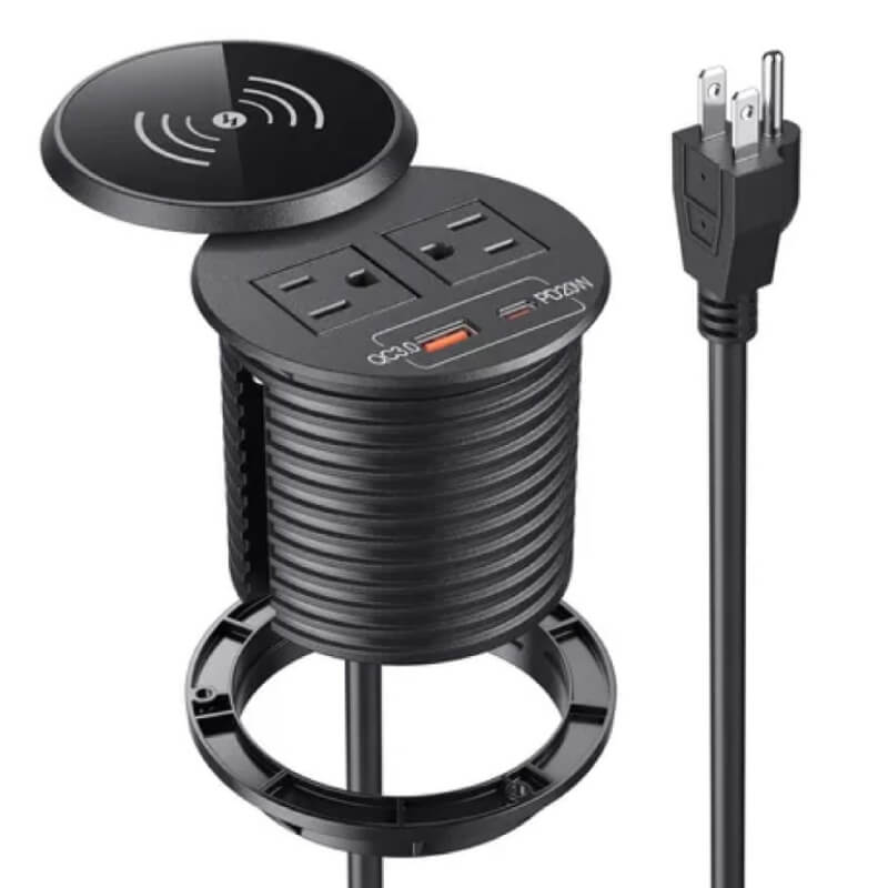 Tomacorriente con carga inalámbrica empotrado con USB & C