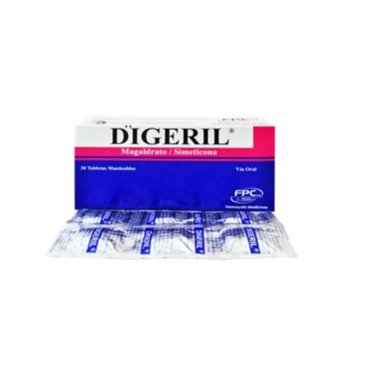 DIGERIL 800/40MG TABLETAS MASTICABLES X 30
