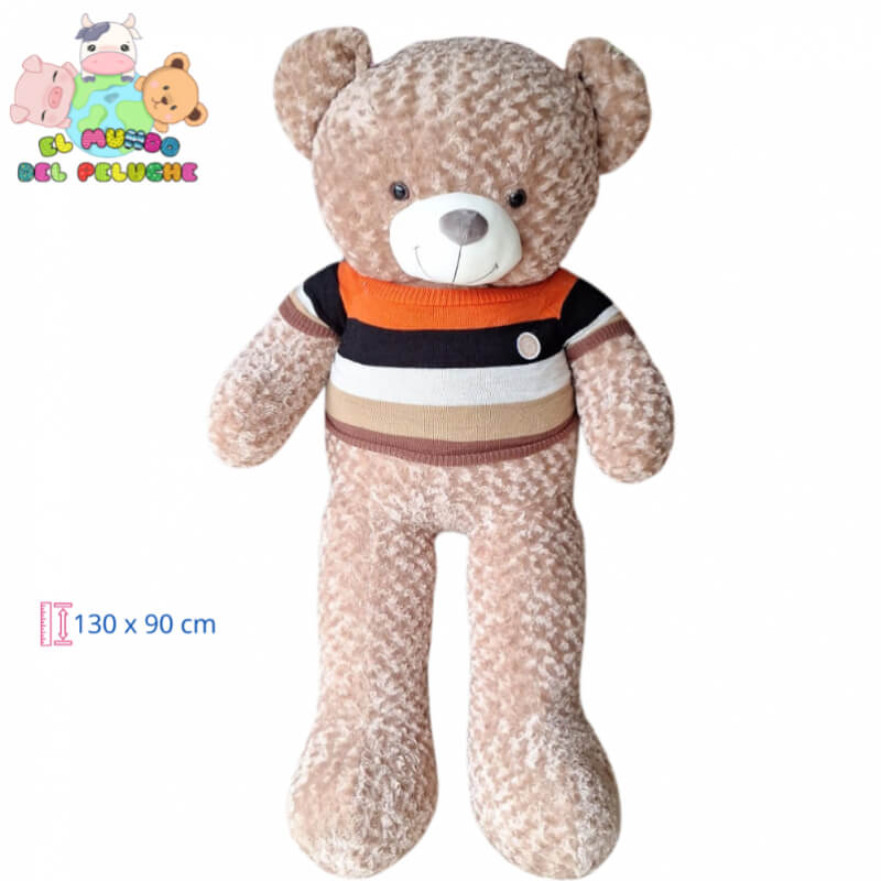 Oso de Peluche Gigante con Suéter Rayado | 130 x 90 cm | El Mundo del Peluche