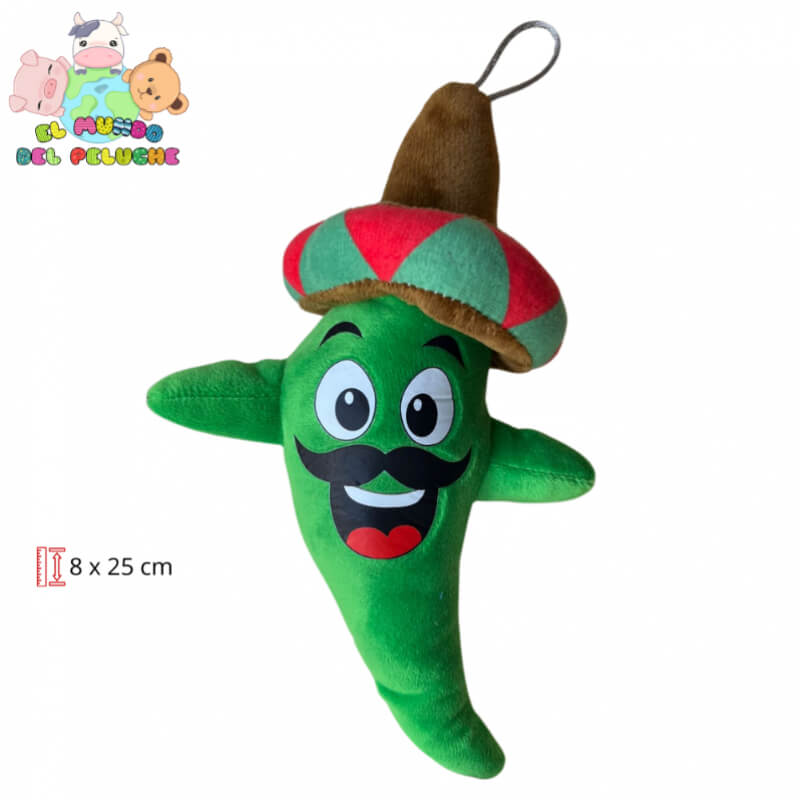 Peluche Chile Mexicano con Sombrero | 8 x 25 cm | El Mundo del Peluche