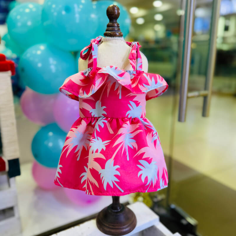 VESTIDO ROSADO PLAYERO PARA PERRITAS Y GATITAS TALLAS XXXS/XXS