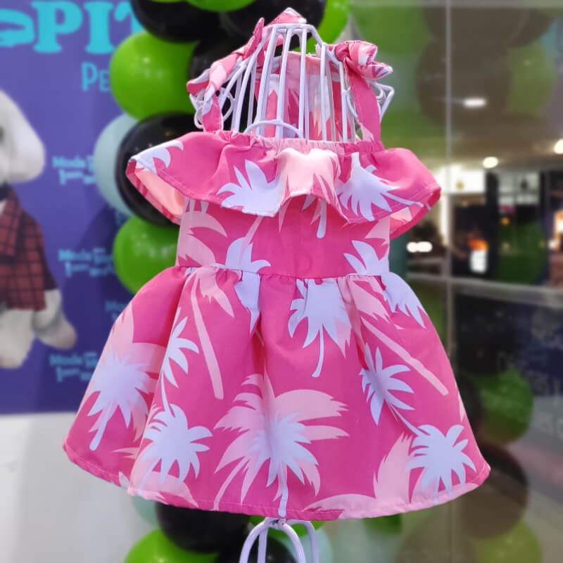 VESTIDO ROSADO PLAYERO PARA PERRITAS Y GATITAS TALLAS XS/S