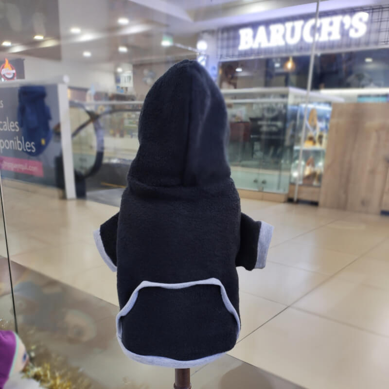HOODIE NEGRO CON PLOMO PARA PERRITOS Y GATITOS UNISEX EN TALLAS XXXS/XXS