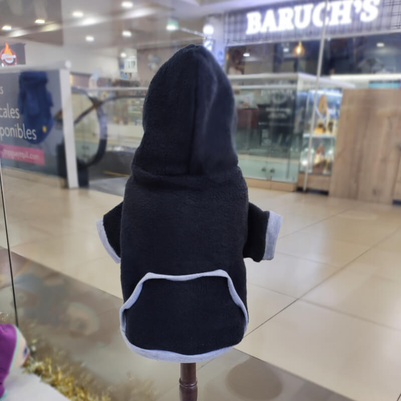 HOODIE NEGRO CON PLOMO PARA PERRITOS Y GATITOS UNISEX EN TALLAS XS/S