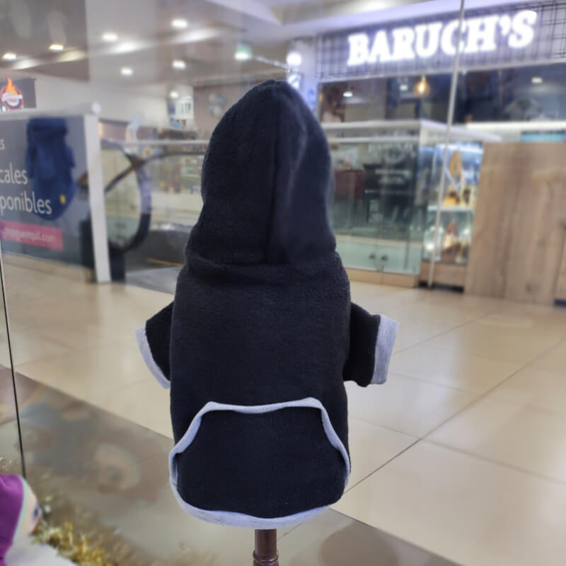 HOODIE NEGRO CON PLOMO PARA PERRITOS Y GATITOS UNISEX EN TALLAS M/L