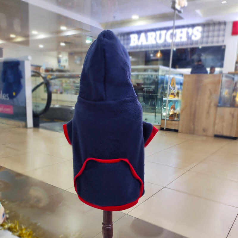 HOODIE AZUL MARINO CON ROJO PARA PERRITOS Y GATITOS UNISEX EN TALLAS M/L