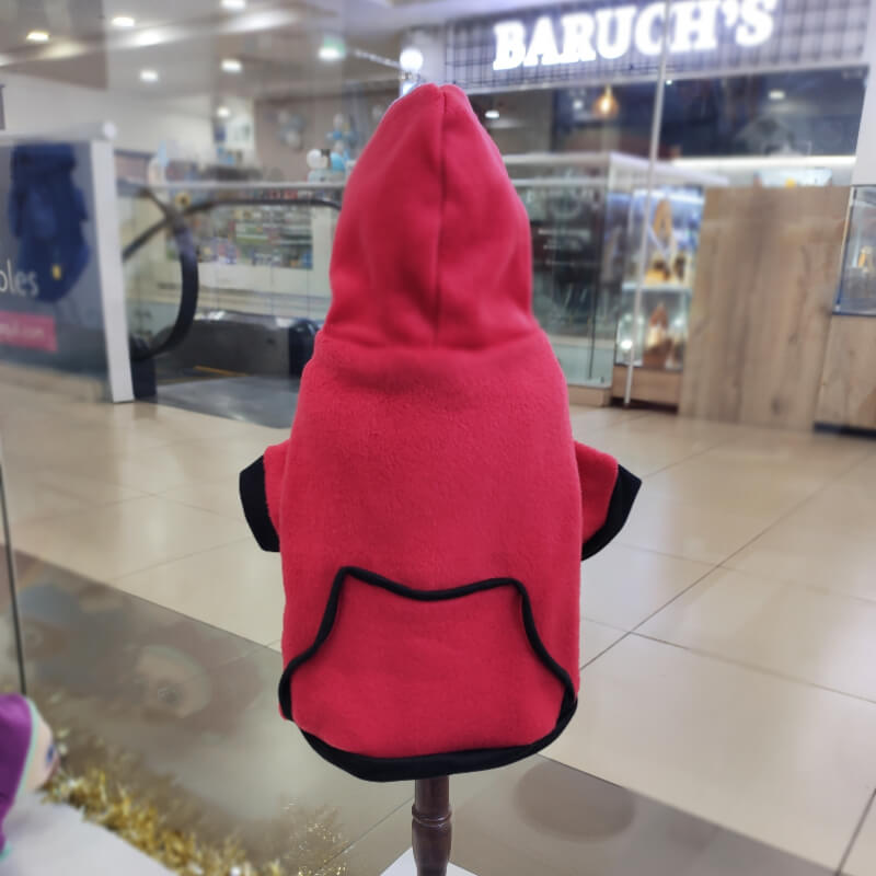 HOODIE ROJO CON NEGRO PARA PERRITOS Y GATITOS UNISEX EN TALLAS XS/S