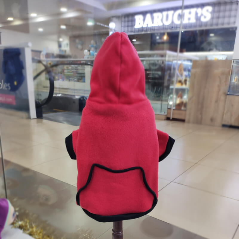 HOODIE ROJO CON NEGRO PARA PERRITOS Y GATITOS UNISEX EN TALLAS M/L