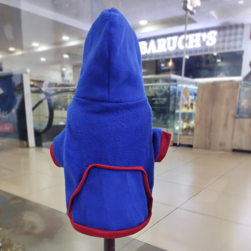 HOODIE AZUL CON ROJO PARA PERRITOS Y GATITOS UNISEX EN TALLAS XS/S