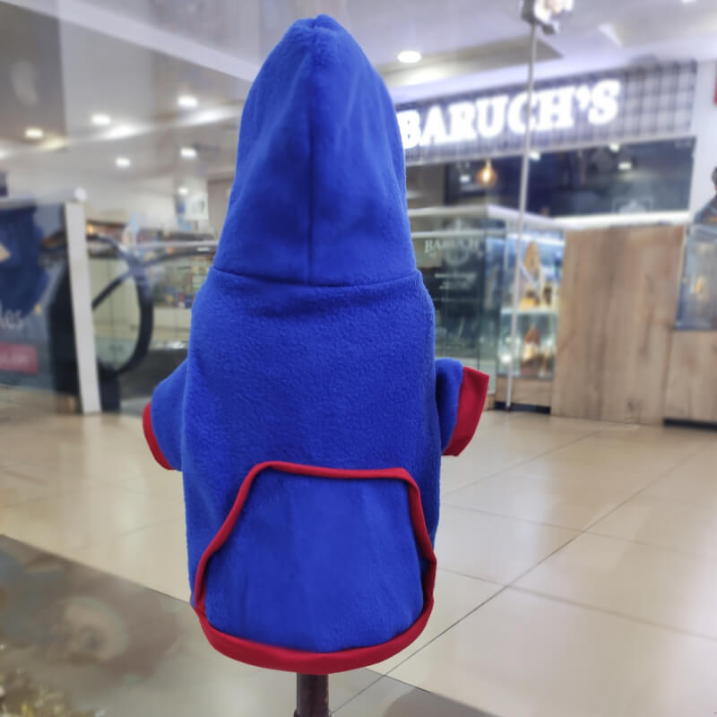 HOODIE AZUL CON ROJO PARA PERRITOS Y GATITOS UNISEX EN TALLAS M/L