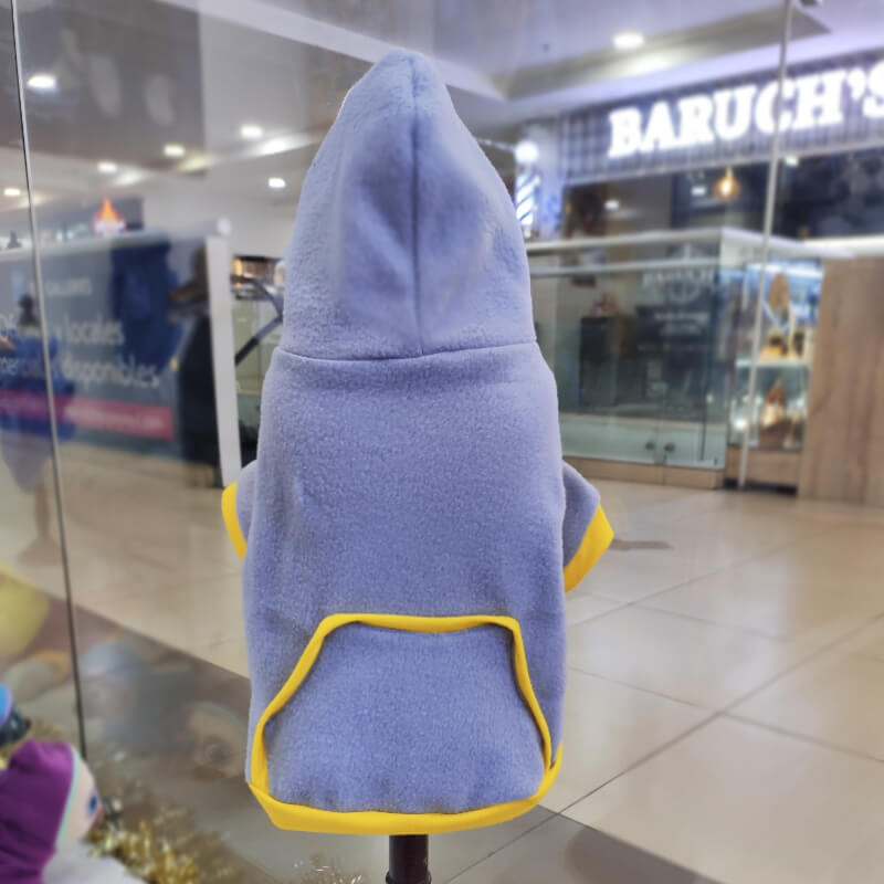 HOODIE GRIS CON AMARILLO PARA PERRITOS Y GATITOS UNISEX EN TALLAS XXXS/XXS