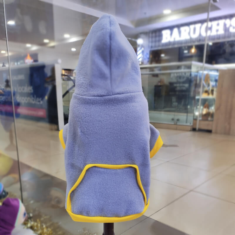 HOODIE GRIS CON AMARILLO PARA PERRITOS Y GATITOS UNISEX EN TALLAS XS/S