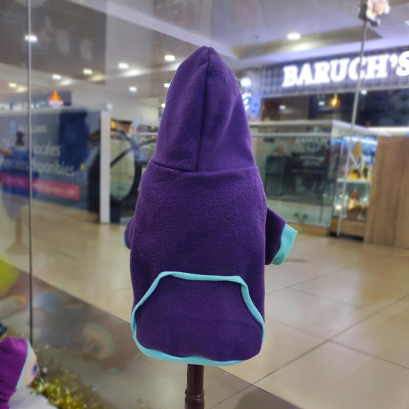 HOODIE MORADO CON TURQUESA PARA PERRITOS Y GATITOS UNISEX EN TALLAS XS/S