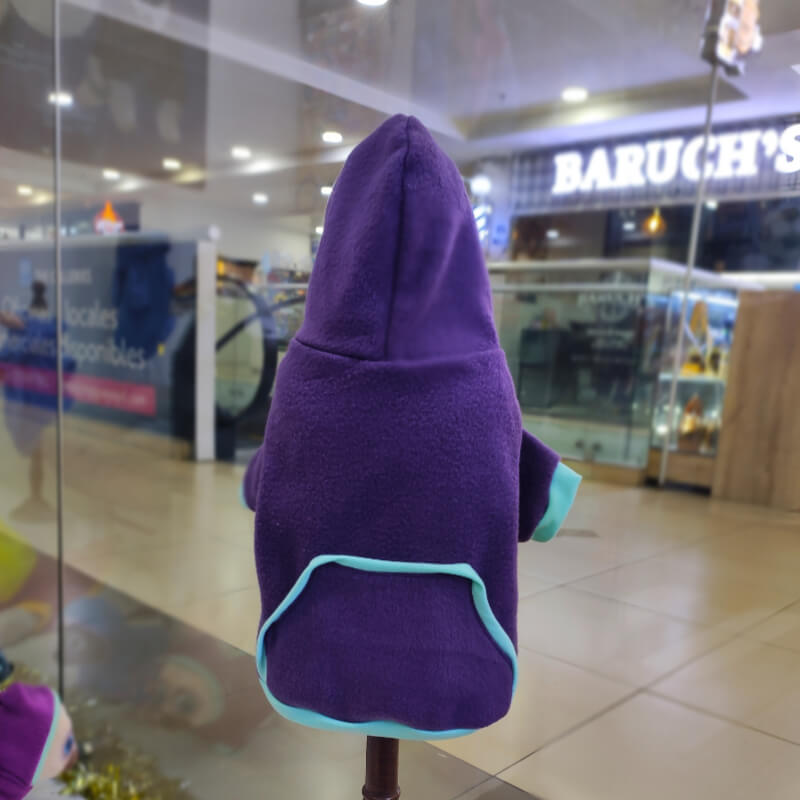HOODIE MORADO CON TURQUESA PARA PERRITOS Y GATITOS UNISEX EN TALLAS M/L