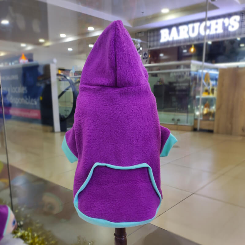 HOODIE LILA CON TURQUESA PARA PERRITOS Y GATITOS UNISEX EN TALLAS XXXS/XXS