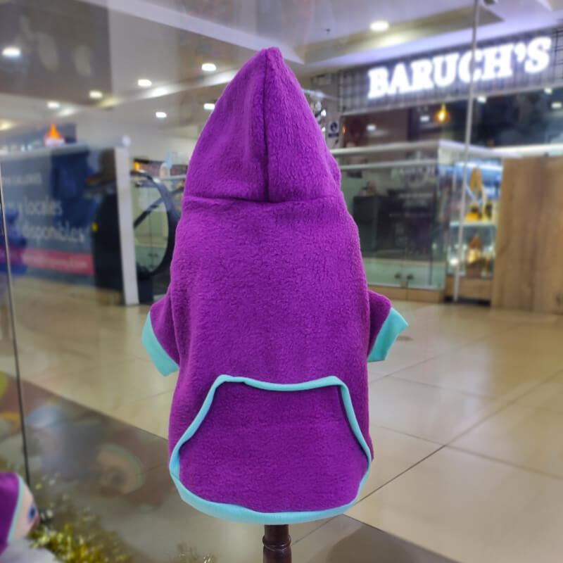 HOODIE LILA CON TURQUESA PARA PERRITOS Y GATITOS UNISEX EN TALLAS XS/S