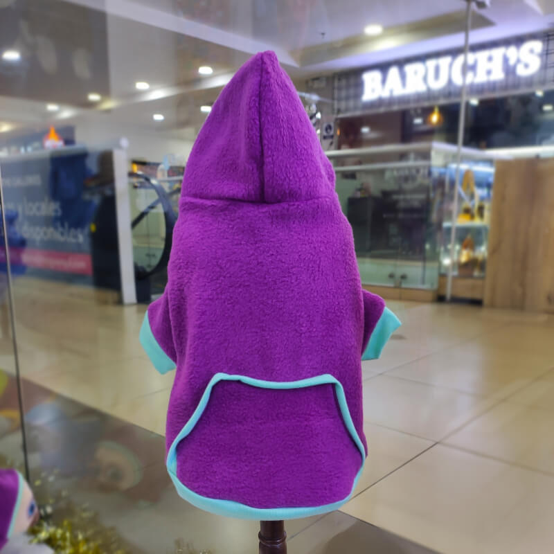 HOODIE LILA CON TURQUESA PARA PERRITOS Y GATITOS UNISEX EN TALLAS M/L