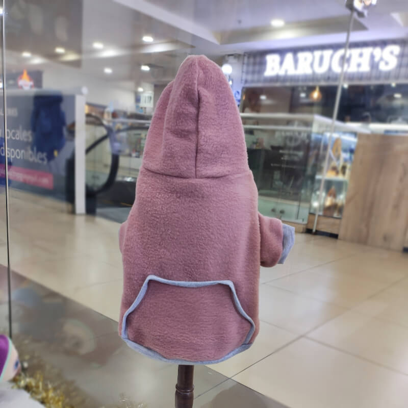 HOODIE PALO DE ROSA CON GRIS PARA PERRITOS Y GATITOS UNISEX EN TALLAS XS/S