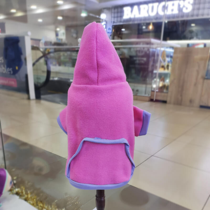 HOODIE ROSADO CON MORADO PARA PERRITOS Y GATITOS UNISEX EN TALLAS XXXS/XXS