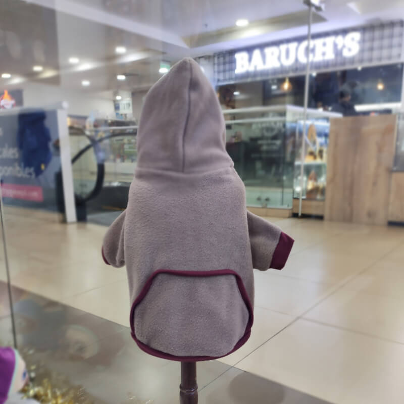 HOODIE CAFE CON CONCHO DE VINO PARA PERRITOS Y GATITOS UNISEX EN TALLAS XXXS/XXS