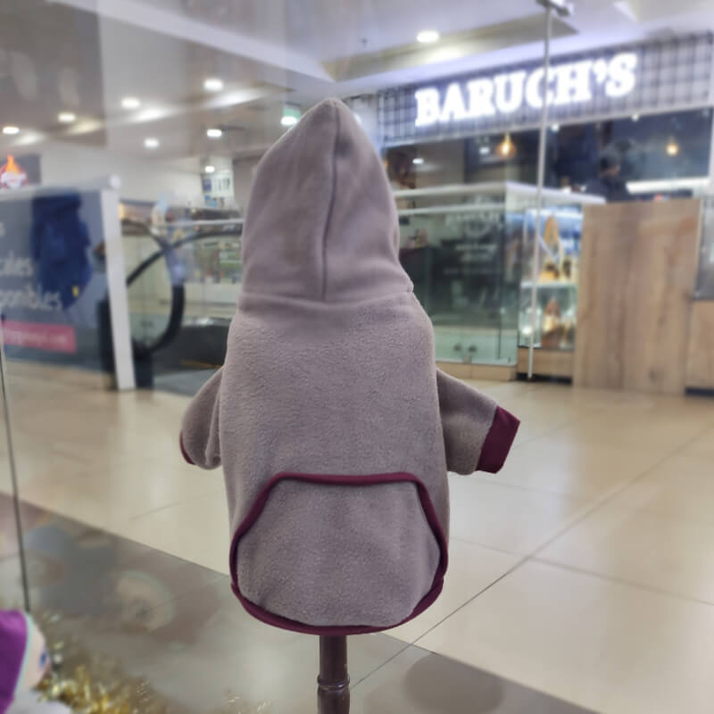 HOODIE CAFE CON CONCHO DE VINO PARA PERRITOS Y GATITOS UNISEX EN TALLAS XS/S