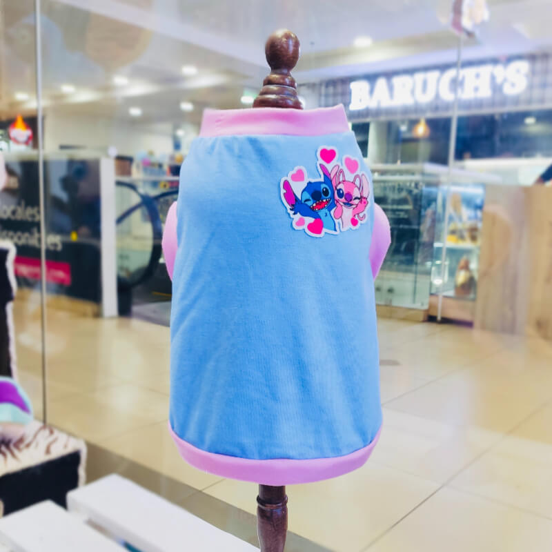 CAMISETA DE STITCH CON ANGEL PARA PERRITO Y GATITO TALLAS XXXS/XXS