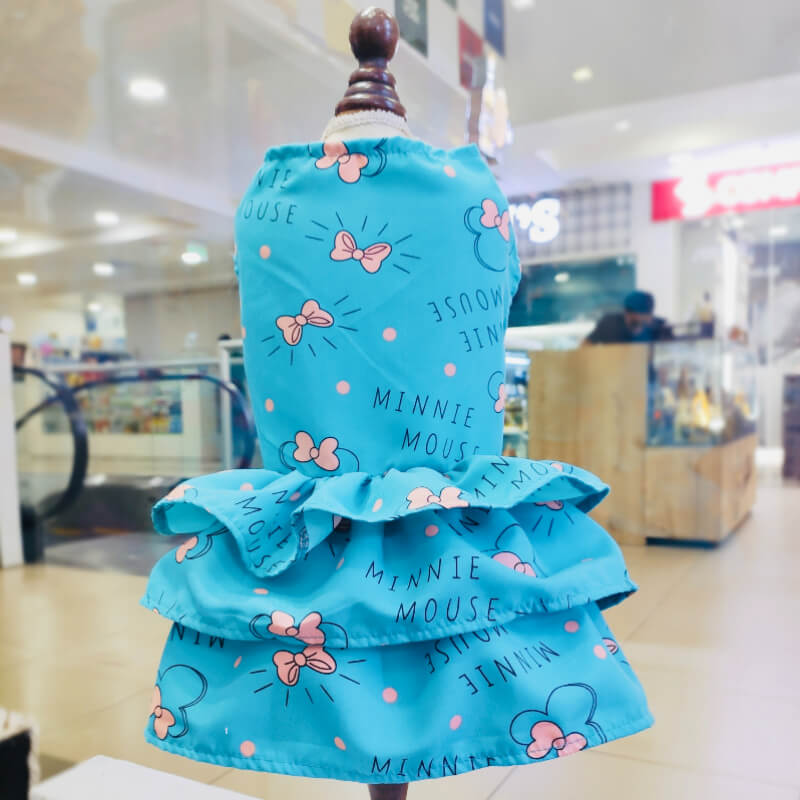 VESTIDO TURQUESA DE MINNIE MOUSE PARA PERRITAS Y GATITAS TALLAS XS/S