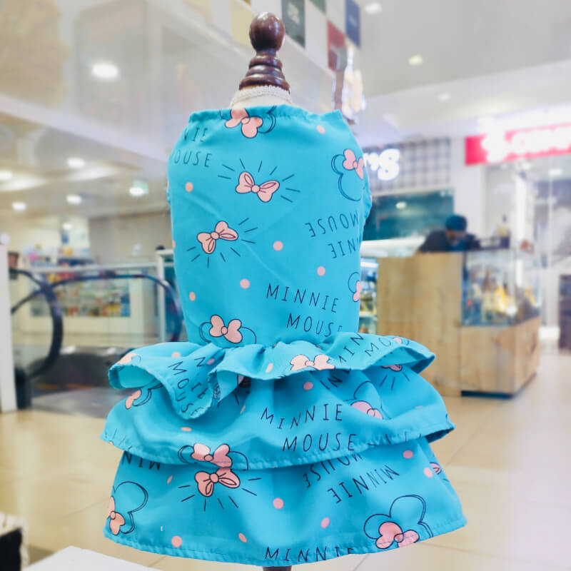 VESTIDO TURQUESA DE MINNIE MOUSE PARA PERRITAS Y GATITAS TALLAS M/L