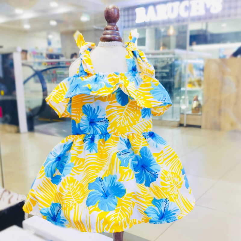 VESTIDO AMARILLO PLAYERO PARA PERRITAS Y GATITAS TALLAS M/L