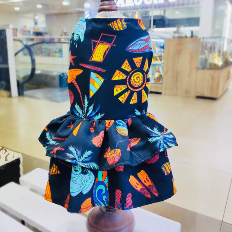 VESTIDO NEGRO PLAYERO PARA PERRITAS Y GATITAS TALLAS XS/S