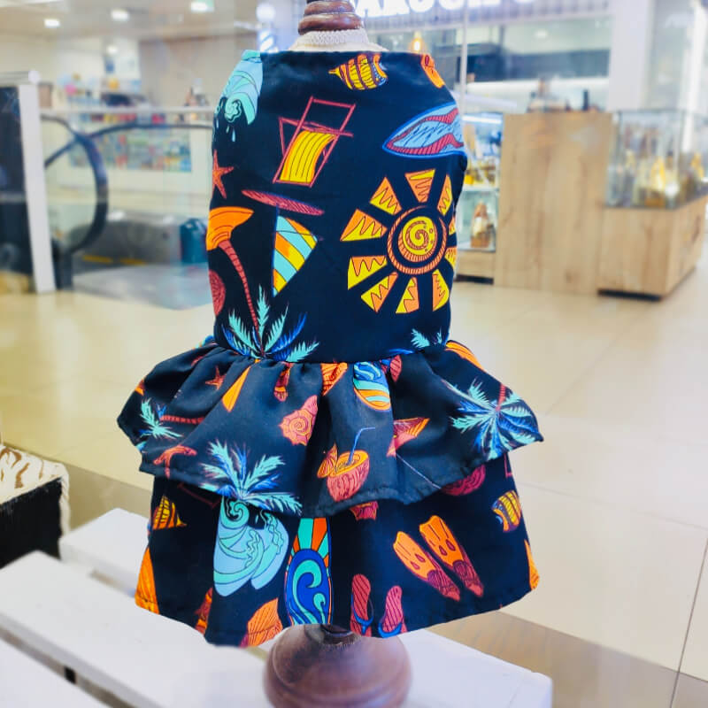 VESTIDO NEGRO PLAYERO PARA PERRITAS Y GATITAS TALLAS XXXS/XXS