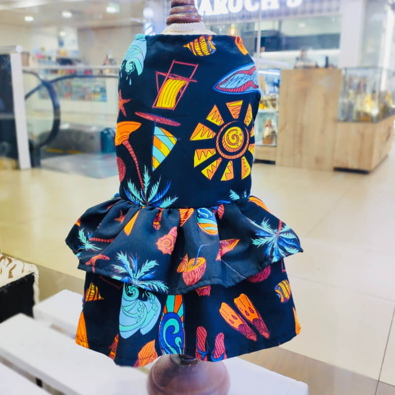 VESTIDO NEGRO PLAYERO PARA PERRITAS Y GATITAS TALLAS M/L
