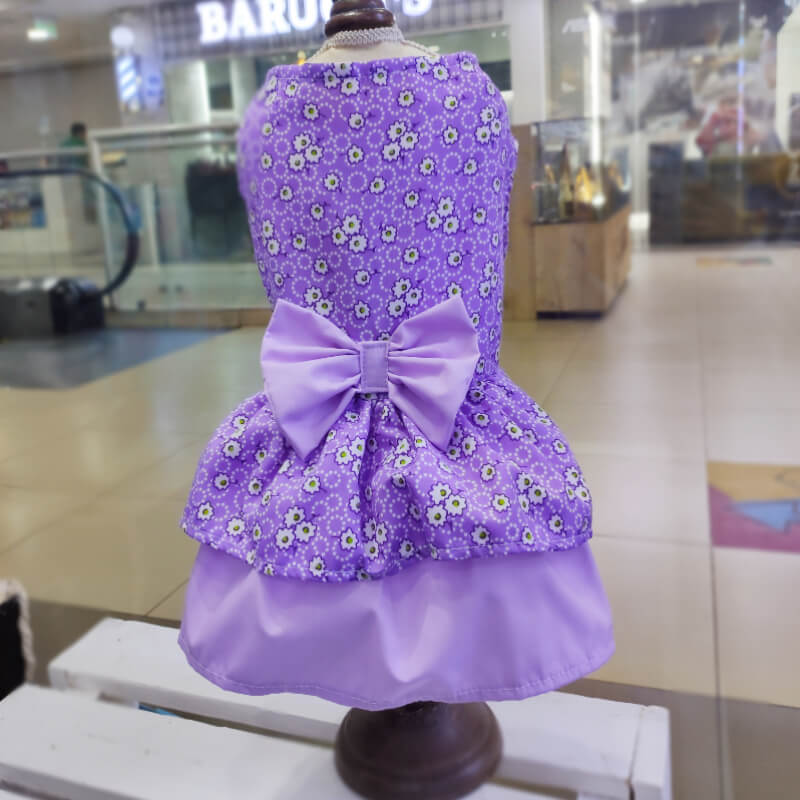 VESTIDO MORADO FLOREADO CON LAZO LILA PASTEL XXXS/XXS