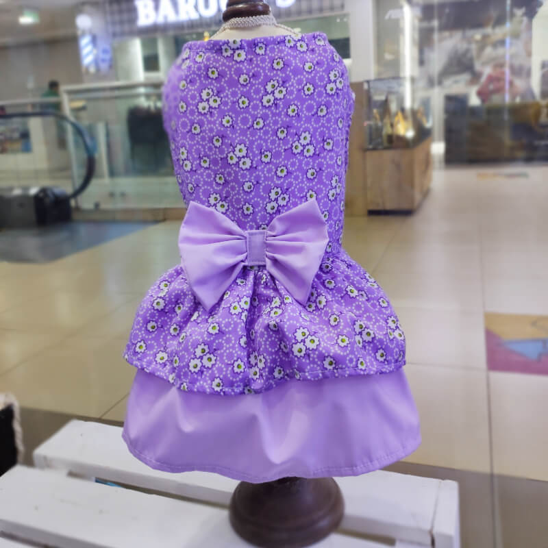 VESTIDO MORADO FLOREADO CON LAZO LILA PASTEL XS/S