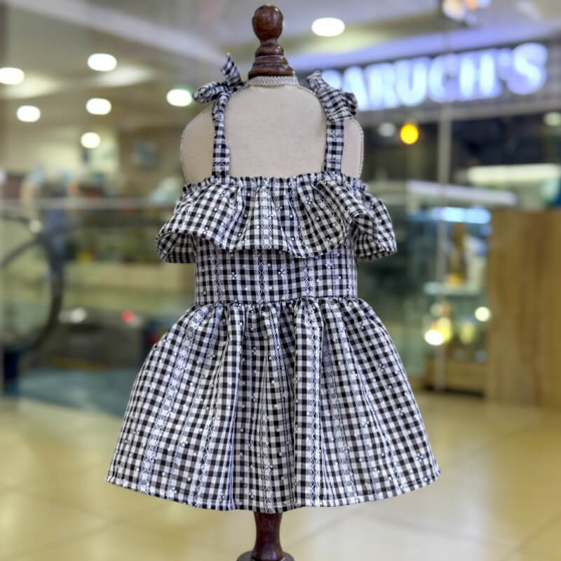 VESTIDO A CUADROS BLANCO CON NEGRO TALLAS XS/S